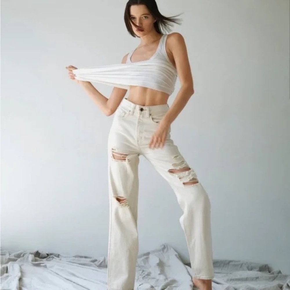 💫HP‼️💫 NWT BDG - URBAN OUTFITTERS High-Rise Baggy Jeans in Speckled Ecru, Sz 28